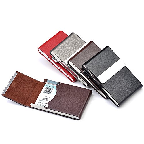 Ayliss Top Quality Stainless Steel Leather Magnetic Shut Bussiness Card Holder