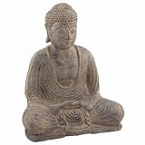 Stone Meditating Buddha Garden Statue Asian Art Patio Decor