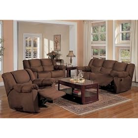 Microfiber Sofa Set - 3 Piece in Chocolate Microfiber - Coaster by Coaster