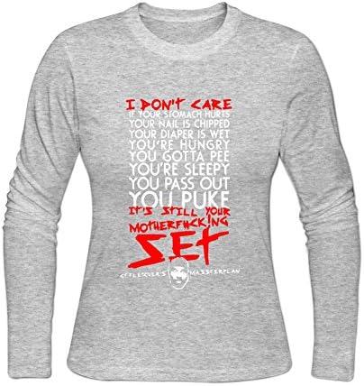 CT FLETCHER I Don't Care Long Sleeve Womens T-Shirt by Dyzone XL Grey