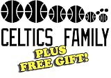 13" x 5.5" Celtics Basketball Family Vinyl Sticker Decal [Die-cut, White] + with Free Basketball Pencil