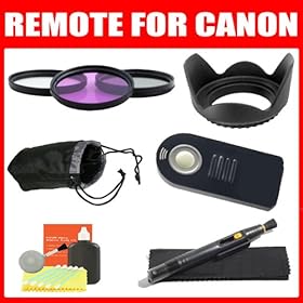 Remote Control For Canon Digital Rebel T3i, T2i, T1i, XT, Xti, 5D, 7D DSLR + Deluxe Accessory Kit