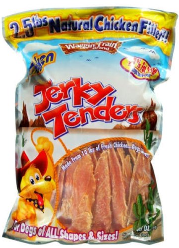 Waggin' Train Chicken Jerky Tenders Dog Treats (Dog Food) - 40 oz (That's 2.5 Pounds of Natural Chicken Fillet)