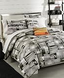 Quiksilver Black Gray Graphic Photo Print Teen Boys Duvet Sham Set