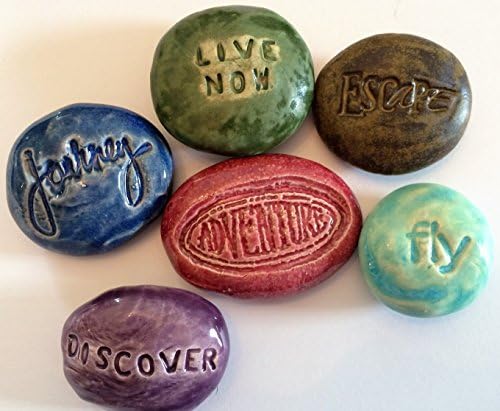 Lot of 6 Assorted Pocket Stones - Live Now - Escape - Journey - Adventure - Fly - Discover
