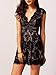 ROMWE Women's Gorgeous V neck A Line Sexy Short Cap Sleeve Lace Dress