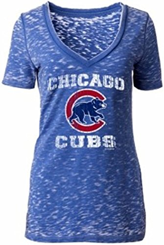 Chicago Cubs Ladies T-Shirt V-neck Burnout Walking Bear 11835