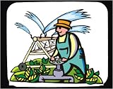 Mouse Pad with man, system, human, body, vegetable, individuals, individual, Farmer, persons, cycle, turns, sprinkler, watering, on, irrigation, humans, farming, people, farm, person, field