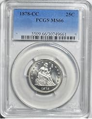 Coins: 1878 CC Liberty Seated Quarters Quarter MS66 PCGS