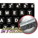 ENGLISH US LARGE LETTERS KEYBOARD STICKERS NON TRANSPARENT BLACK BACKGROUND (Upper Case)Online-Welcome&reg;