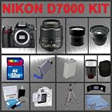 Nikon D7000 SLR Digital Camera with 18-55mm VR Lens + Huge Accessories Package Including Wide Angle Macro Lens + Telephoto Lens + 32GB SDHC Memory Card + Hi-Speed SD Card Reader + Digital Flash + Extended Life Battery + Tripod + LCD Lens Cleaner Kit + LCD Screen Protectors + Memory Card Wallet + Carrying Case + Cleaning Cloth