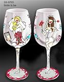 Hand Painted Wine Glass by Bottom's Up - Bride To Be