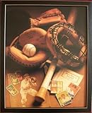 Vintage Baseball Mitt Bat Glove Print Nostalgic Picture