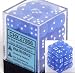 Chessex Dice d6 Sets: Frosted Blue with White - 12mm Six Sided Die (36) Block of Dice