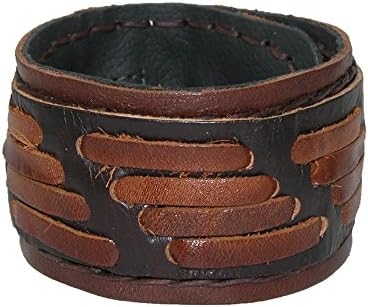 Your Needs Unisex Leather Adjustable Strap Inner Zipper Money Pocket Bracelet, Brown
