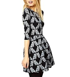 Fit-and-Flare Elbow Length Sleeves Spring Summer Cotton General Print Vintage Party Dress/Wedding Dress 