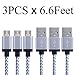 Micro USB Cable,[6ft*3Packs]by Ailun,High Speed 2.0 A Male to Micro B Sync & Charging Cable for Smartphone&Tablets [Silver]