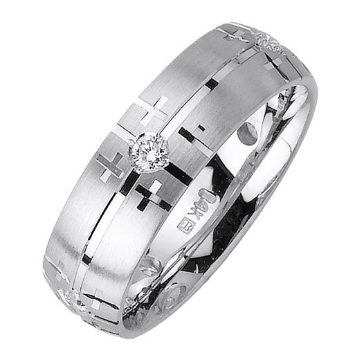 Elegant Diamond Wedding Bands With Comfort Fit 14K White Gold Can Also Be Made In Platinum or Other Colors 18K And 24K Is Also Available 7mm .25ct tw SI1 Clearity and H or I Color