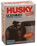 Husky HKK55030B 55-Gallon Twist Tie Drum Liners, 30-Count