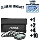CLASSIC High Definition +1 +2 +4 +10 Close-Up Macro Filter Set + Pouch For The Panasonic Lumix DMC-FZ7, DMC-FZ8 Digital Cameras