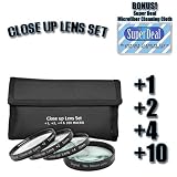 CLASSIC High Definition +1 +2 +4 +10 Close-Up Macro Filter Set + Pouch For The Nikon D3, D40, D40X, D50, D60, D70, D80, D90, D100, D200, D300, D700 Digital SLR Cameras Which Have Any Of These (18-55mm, 55-200mm, 50mm) Nikon Lenses