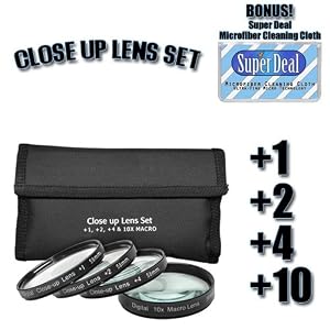 CLASSIC High Definition +1 +2 +4 +10 Close-Up Macro Filter Set + Pouch For The Nikon D3, D40, D40X, D50, D60, D70, D80, D90, D100, D200, D300, D700 Digital SLR Cameras Which Have Any Of These (18-55mm, 55-200mm, 50mm) Nikon Lenses