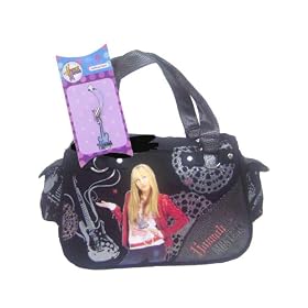 Hannah Montana Handbag Black Bonus Guitar Cell Charm by Hannah Montana