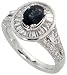 14k White Gold Ring 1/2 (13mm) wide, w/ 1.0 Carat Round Brilliant & Baguette Diamonds & Oval Cut Blue Sapphire Stone