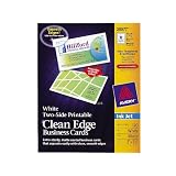 Avery® Two-Side Printable Clean Edge Business Cards for Inkjet Printers, White, Matte, Pack of 120 (28877)