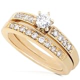 1/2ctw Round Brilliant Diamond Wedding Ring Set&nbsp;in 14k Yellow Gold (HI/I1)