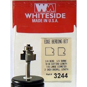 Click here to buy 3244 CARBIDE-TIP 2 FLUTE EDGE BEADING PROFILE ROUTER BIT W BB 1 4 BEAD DIA X 7 8 LG DIA X 9 16 CL by Whiteside.