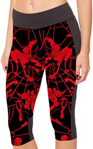 Womens Spiderman Digital Print Workout Yoga Skinny Tights Capri Leggings 4XL