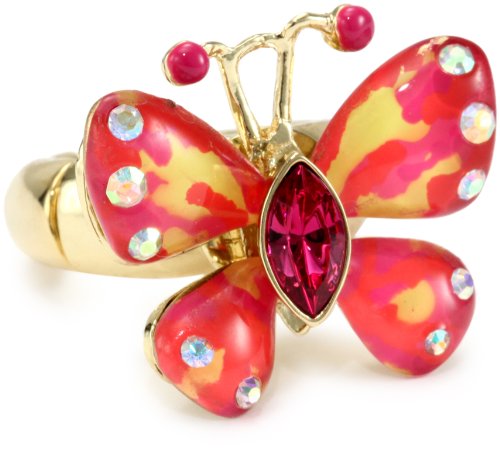 Betsey Johnson "Hawaii Luau" Butterfly Stretch Ring, Size 7.5