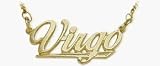 10K Yellow Gold Virgo Script Zodiac Pendant Aug 24 - Sept 22 with 20 chain