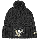 Pittsburgh Penguins Women's Black Cuffed Pom Knit Hat