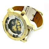Best Deal New luxury 24k gold plated Roulette bling bling hip hop watch big heavy large mans urban fashion designer