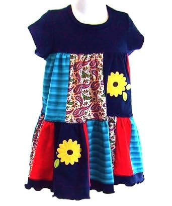 Boutique Multi-colored Patchwork Toddler Girls Swing Top
