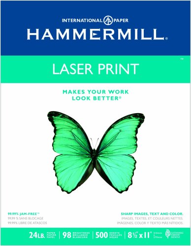Hammermill Laser Print Copy/Laser Paper, 98 Brightness, 24lb, Letter Size (8.5 x 11), White, 500 Sheets (10460-4)