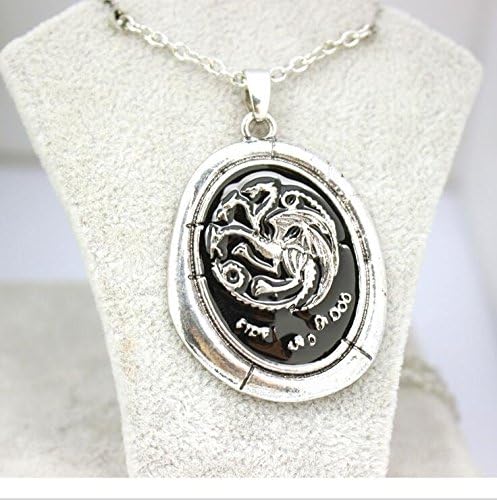 Game of Thrones Daenerys Targaryen dragon necklace - House of Targaryen sigil - silver tone pendant - cosplay prop / accessory
