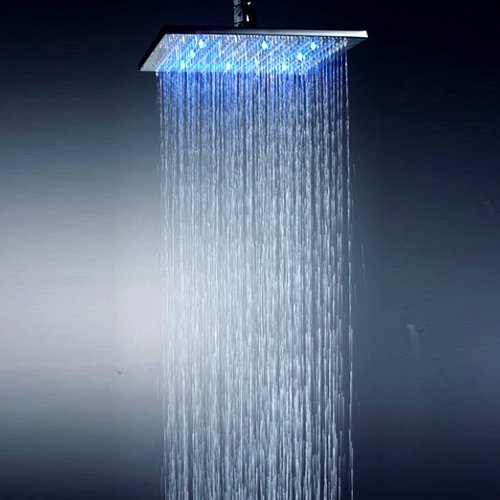 10 Inch Chromed Brass Square LED Rainfall Shower Head