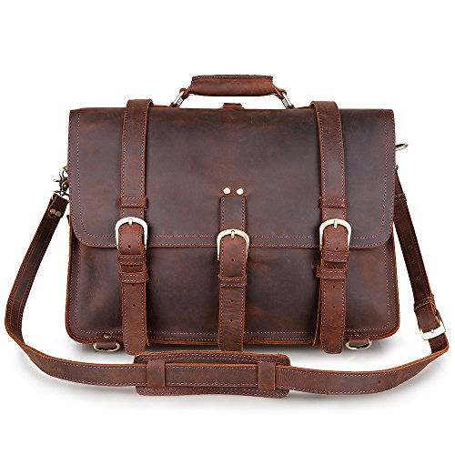 Kattee Real Leather Men’s Large Business Travel Messenger Bag Backpack