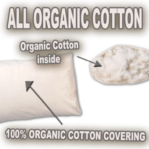 100% All Organic Cotton Fiber Medium Filled King Size Pillow