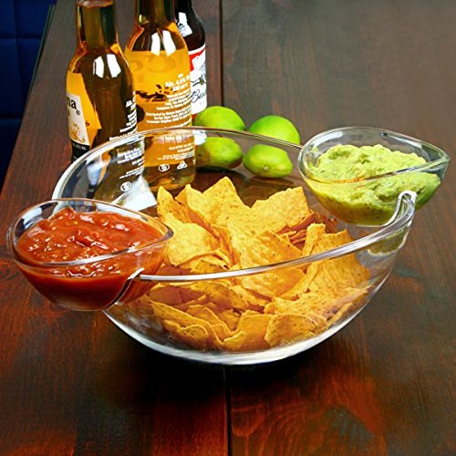 Chip and Dip Bowl with 2 ClipOn Side Dip Dishes jhuhgu hbuh
