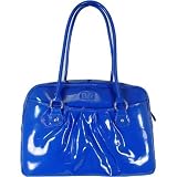 Cobalt Blue Baekgaard Patent Collection Pleated Large Satchel Handbag