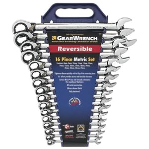 Gear Wrench 9602 16-Piece Metric-Set Reversible Combination Ratcheting Wrench by 