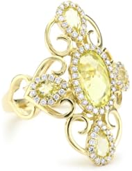 Katie Decker "Tudor" 18k Lemon Quartz and Diamond Catherine Ring, Size 7