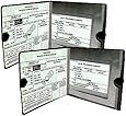 ESSENTIAL Car Auto Insurance Registration BLACK Document Wallet Holders 2 Pack - [BUNDLE, 2pcs] - Automobile, Motorcycle, Truck, Trailer Vinyl ID Holder & Visor Storage - Strong Velcro Closure On Each - Necessary in Every Vehicle - 2 Pack Set