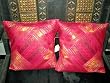 Indian Gift Idea- 2 Vermilion Sequin Embroidery Sari Toss Pillow Cushion Covers Free Shipping