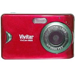 Vivitar ViviCam 8025 - Digital camera - compact - 8.1 Mpix - supported memory: SD, SDHC - red