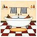 Bath Time By Helga Sermat. Art Print On Canvas With 1 1/2 Inch Deep Bars. 9.60 Inches Width By 9.48 Inches Height. Highest Quality Art Poster Print